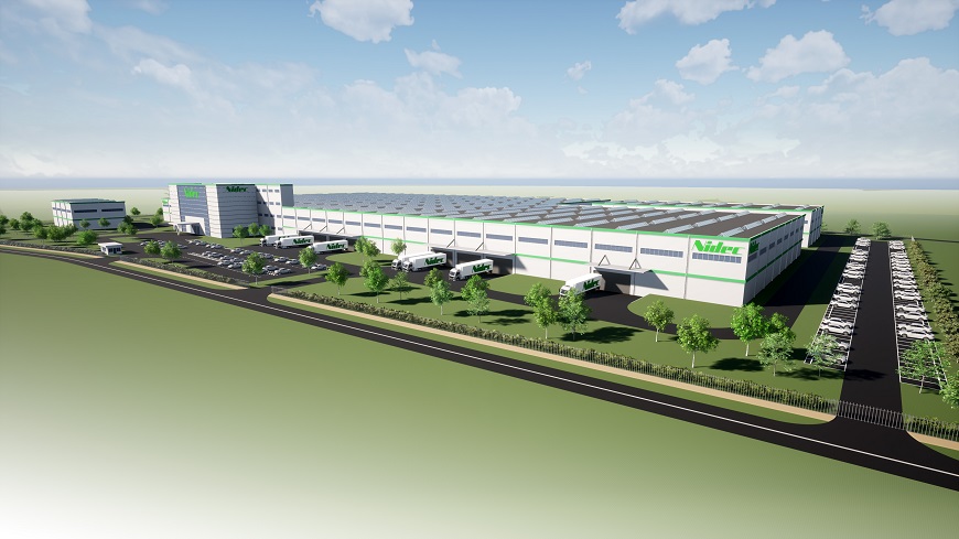 Rendering of the finished new factory, Nidec Electric Motor Serbia