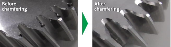 Before chamfering → After chamfering
            