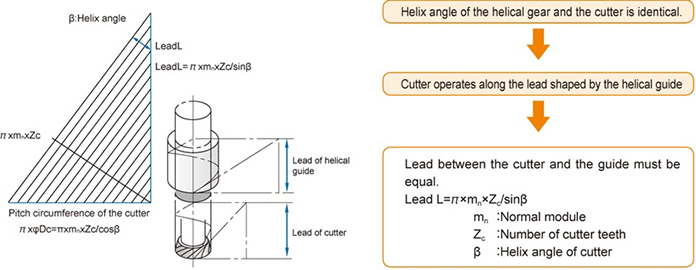 Cutter and helical guide lead
