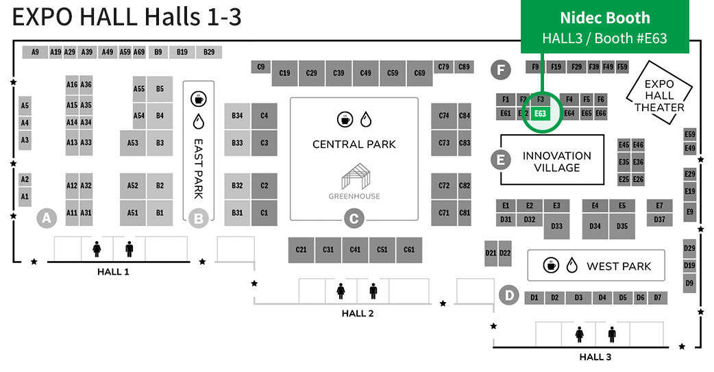 Floor plan — Nidec Booth (Level B2 / Booth #L45)