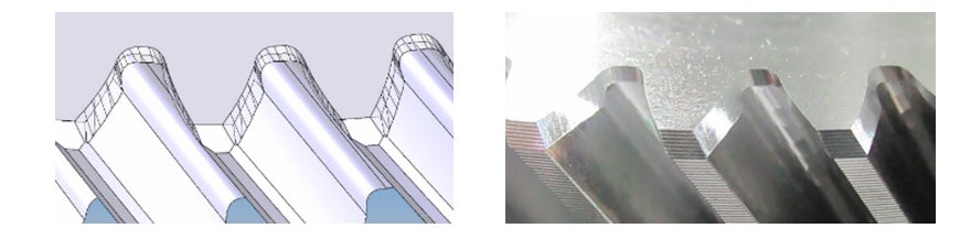 図１９．シミュレーション結果と実加工面取り