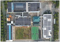 This aerial photo shows the photovoltaic electricity generation system introduced to Nidec Precision Components (Zhejiang)
