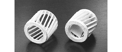 To the left is the rotor of a squirrel-cage rotor type induction motor, and to the right is the rotor of a reluctance motor.