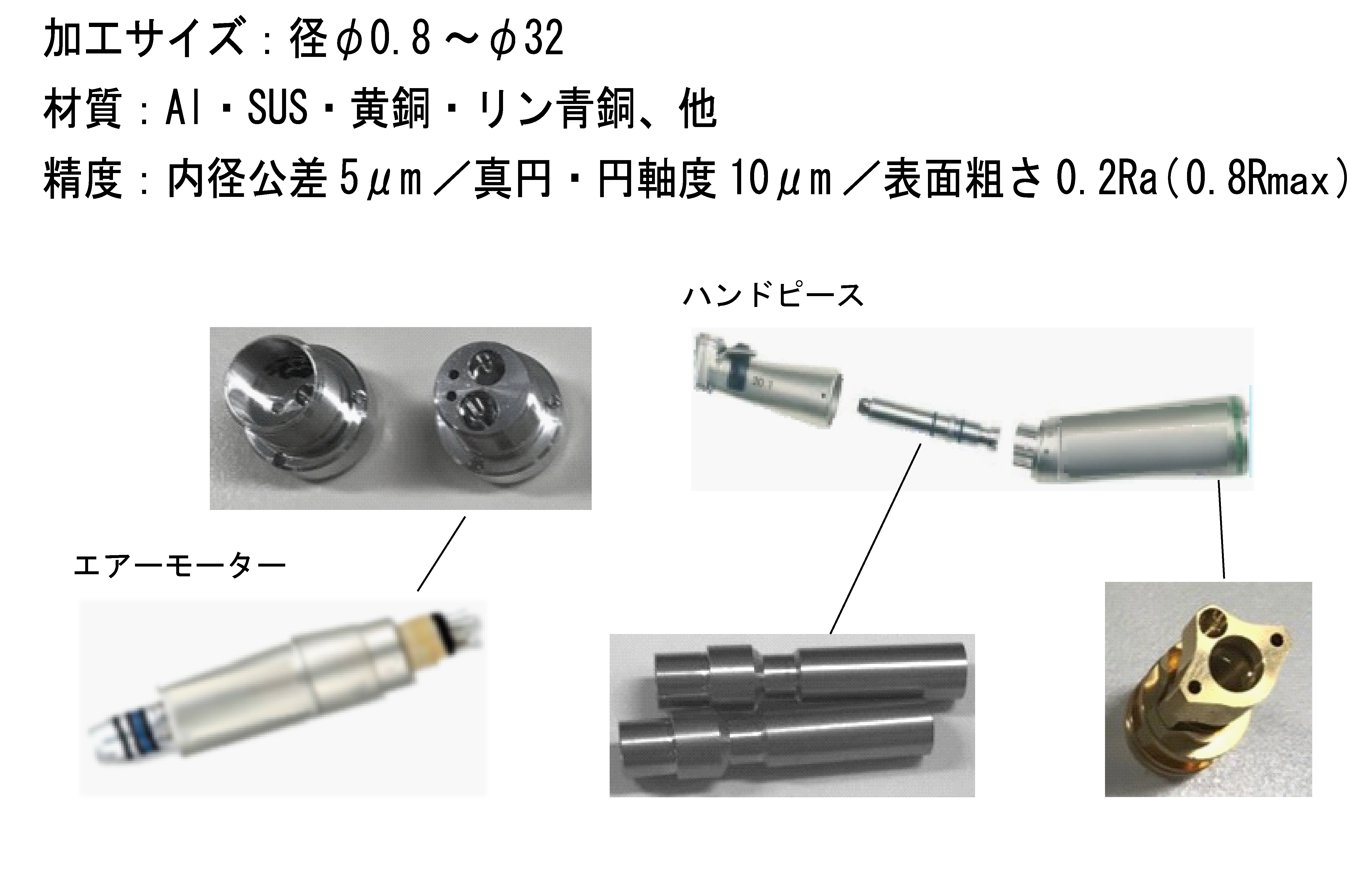 精密複合切削加工技術による加工サンプル